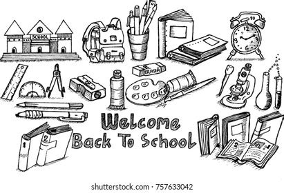 Welcome Back School Sketch Stock Vector (Royalty Free) 757633042 | Shutterstock
