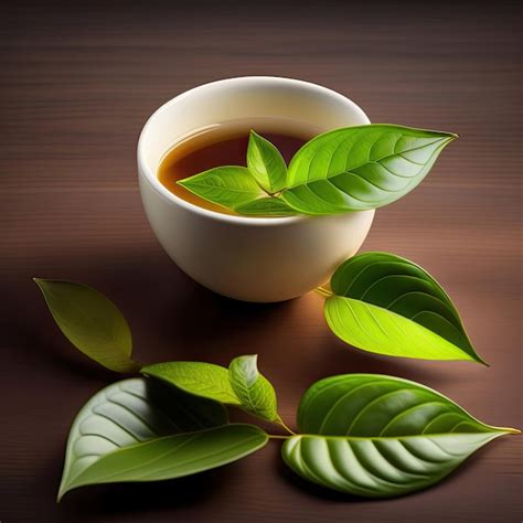 Premium AI Image | Green tea leaves