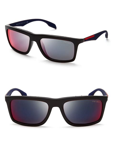 Prada Linea Rossa Mirrored Rectangle Sunglasses for Men | Lyst