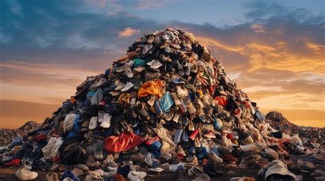 Premium AI Image | landfill of used clothes and shoes reflecting problem of excessive ...