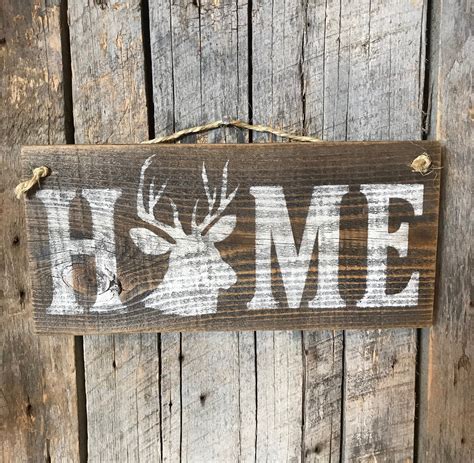 Home Sign Deer Sign Hunting Decor Barn Wood Sign Deer | Etsy