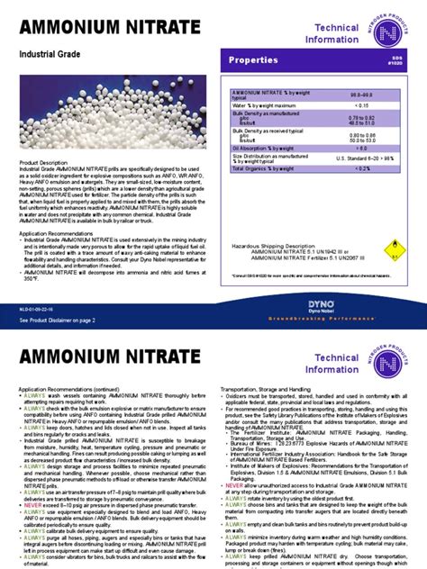 Ammonium Nitrate Industrial | Explosive Material | Chemical Substances