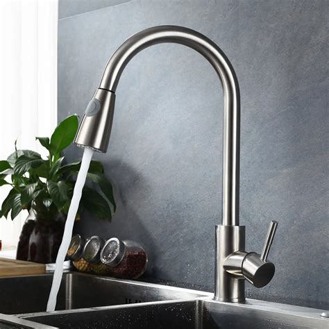 Pull Out Kitchen Faucet SUS 304 stainless steel Brushed Nickle Faucets ...