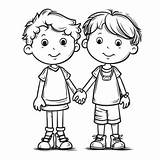 Two Boy Coloring Pages With Stars Outline Sketch Drawing Vector  sketch template
