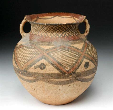 Chinese Neolithic Pottery Double Handled Jar