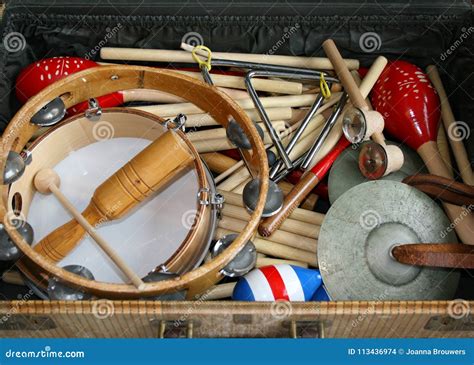 School Music Instruments in an Old Suitcase Stock Photo - Image of ...