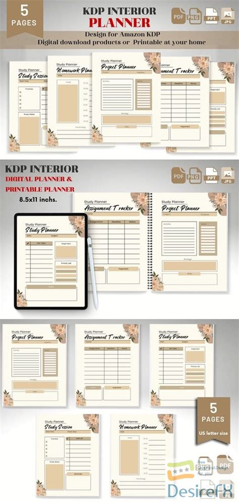 Download 5 KDP Interior Planner Pages Design Templates - DesireFX.COM