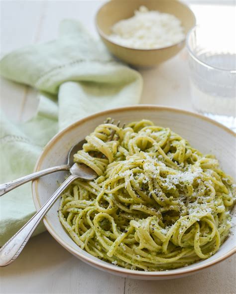 Linguine with Creamy Arugula Walnut Pesto - Once Upon a Chef