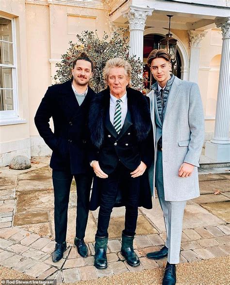 Sir Rod Stewart, 76, poses with his two sons Liam, 27, and Alistair, 16, in sweet Instagram snap ...