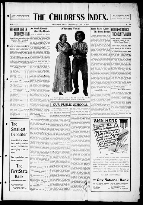 The Childress Index (Childress, Tex.), Vol. 25, No. 33, Ed. 1 Wednesday, July 2, 1913 - The ...