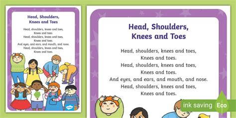 Head, Shoulders, Knees and Toes Rhyme - English - Twinkl