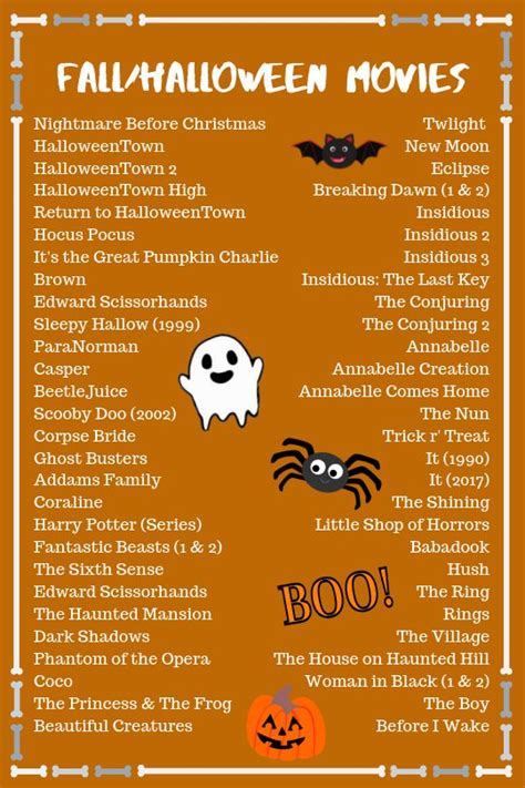 Fall & Halloween Movie List | Halloween movies to watch, Halloween movies list, Halloween movies