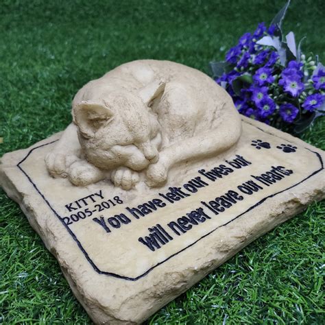 Personalized Pet Memorial Stones With Sleeping Cat Stone | Etsy