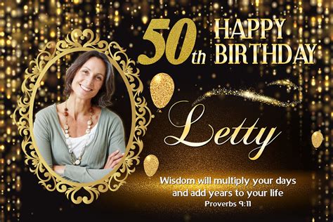 50th Golden Birthday, 50th Birthday PSD Template, 50th Birthday Photoshop, Golden Theme, Elegant ...