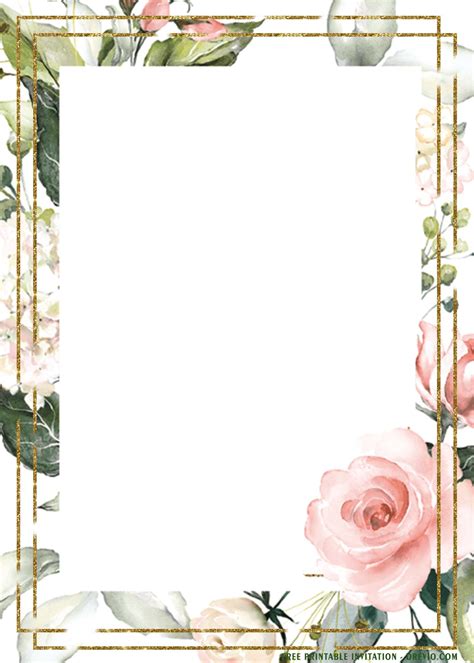 (FREE Printable) – Floral Frame Invitation Templates – for Any OCCASIONS | Party invite template ...