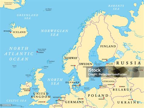 Northern Europe Political Map Stock Illustration - Download Image Now - Map, Baltic Sea, Sweden ...