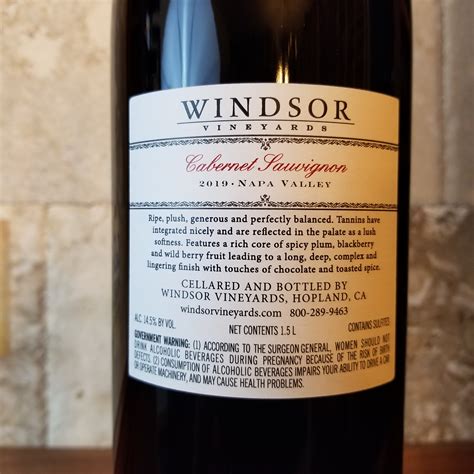 2019 Windsor Vineyards Napa Valley Cabernet Sauvignon [1.5L Magnum] – Cult Wines International