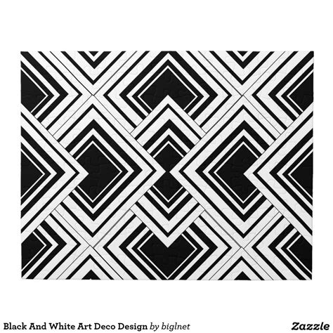 Black And White Art Deco Design Jigsaw Puzzle | Zazzle.com | Art deco pattern, White art, Art ...