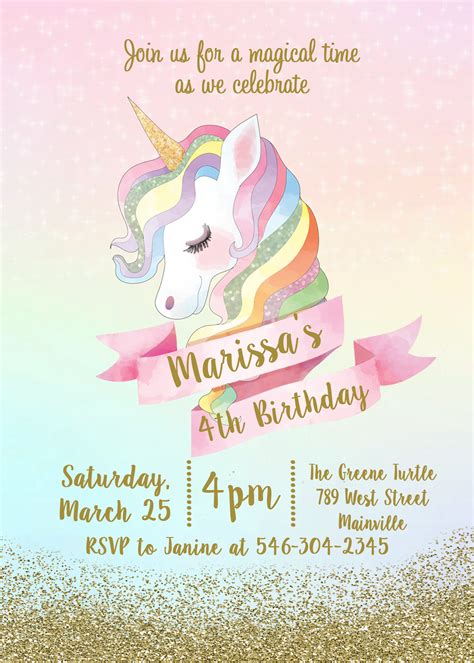 Printable Unicorn Birthday Invitations - Printable Templates