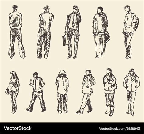 Sketch of people hand drawing Royalty Free Vector Image