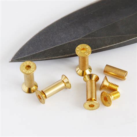 10pcs Brass Knife Handle Pin Rivets Knife Fasteting Screws Lock Flat Hex Head | eBay