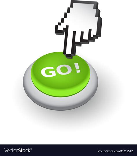 Green go push button sign emblem hand wi Vector Image