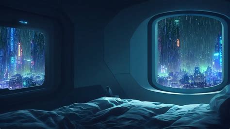 Rainy Night In Cozy Cyberpunk Bedroom | Rain on Window Sounds - YouTube