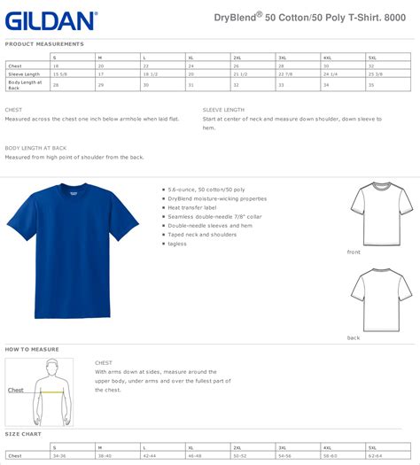 Gildan Ultra Cotton T Shirt Size Chart - Chart Walls