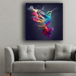 Colorful Hummingbird Canvas Wall Art, Animal Print on Canvas, Bird Wall ...