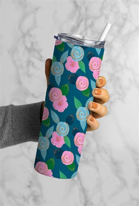 Flowers Pattern, Floral Design, Flowers Background 20oz Tumbler Wrap ...