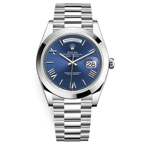 Rolex Day-Date 228206 Blue Roman 40mm Platinum Mens Watch for sale ...