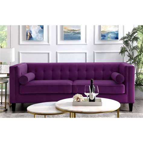 Living Room Purple Velvet Couch - loveyourlife-s