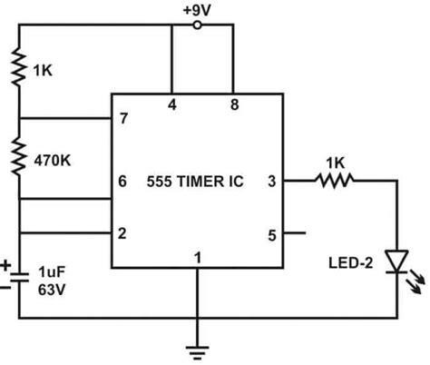 Automatic LED Blinking Circuit using 555 Timer IC - LED Flasher