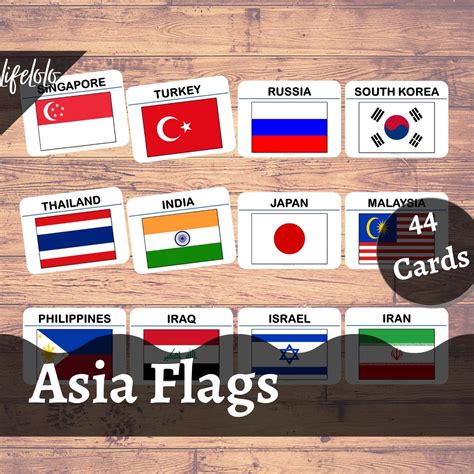 Asia FLAGS Flash Cards | Geography | Montessori | Homeschool | Three ...