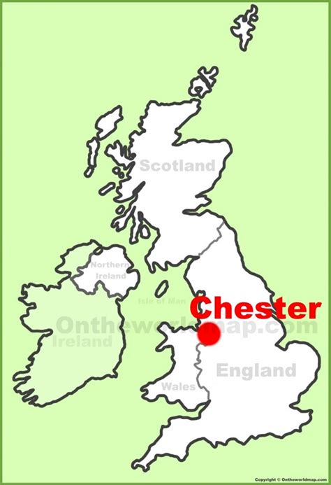 Chester location on the UK Map - Ontheworldmap.com