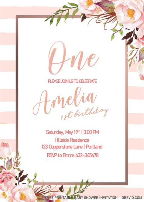 Blush Pink 1st birthday invitations Templates – Editable on MS Word | Download Hundreds FREE ...