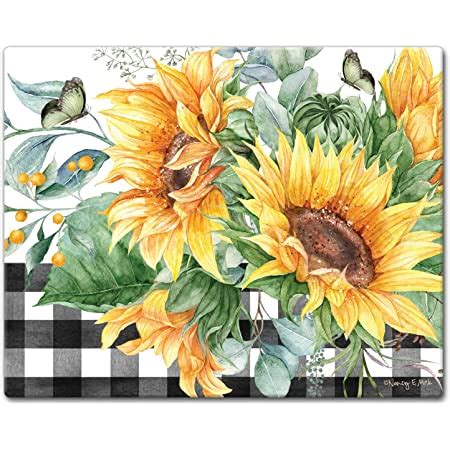 Amazon.com: CounterArt Sunflowers in Bloom 3mm Heat Tolerant Tempered Glass Cutting Board 15” x ...