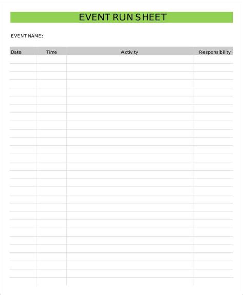 Run Sheet Template - 11+ Free Sample, Example, Format | Free & Premium ...