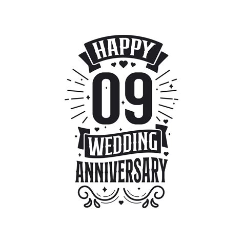 9 years anniversary celebration typography design. Happy 9th wedding ...