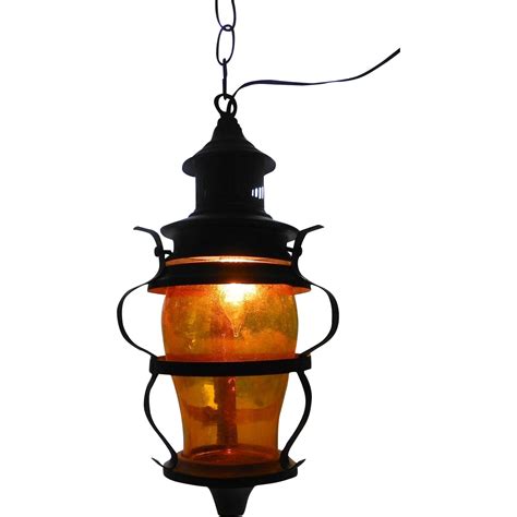 Old Amber Glass Copper Hanging Lamp | Hanging lamp, Amber glass, Lamp