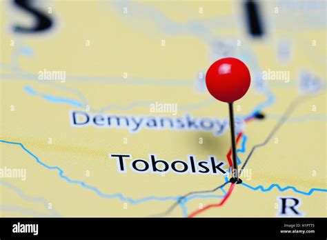 Tobolsk pinned on a map of Russia Stock Photo - Alamy