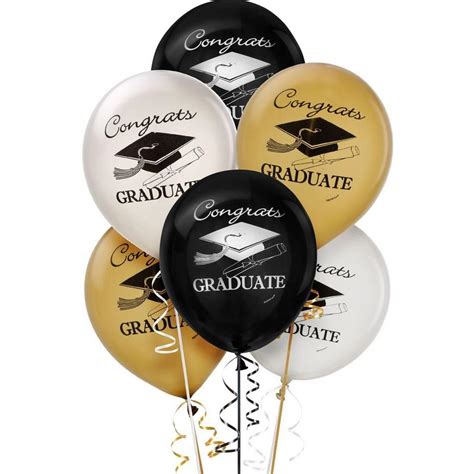 Black, Gold & White Graduation Balloons 15ct | Party City