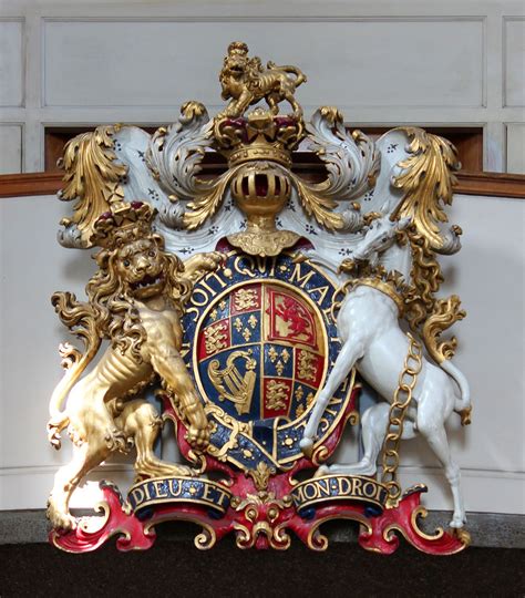 Royal coat of arms in All Hallows by the Tower, Byward Street, City of ...