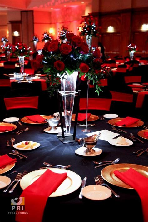 Black and Red Table Decorations | Gold wedding decorations, Red table decorations, Black gold ...