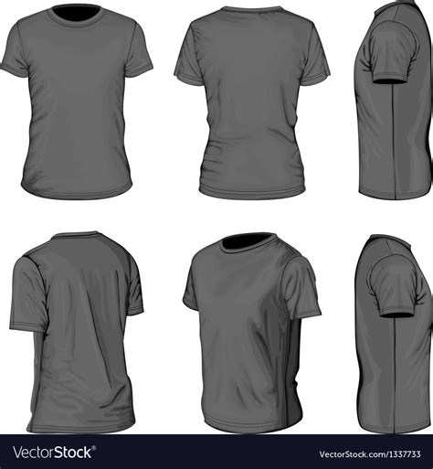 Mens black short sleeve t-shirt design templates Vector Image