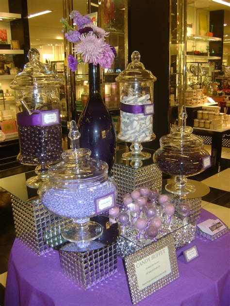 Purple Candy Buffet by OC Sugar Mama: Love the boxes and mirror to ...