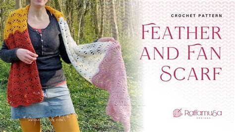 [Autumn Color Block] Feather & Fan Crochet Scarf • RaffamusaDesigns