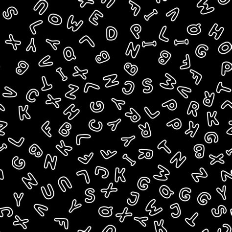 Vector illustration. Seamless pattern of white English letters on black background. 4582270 ...