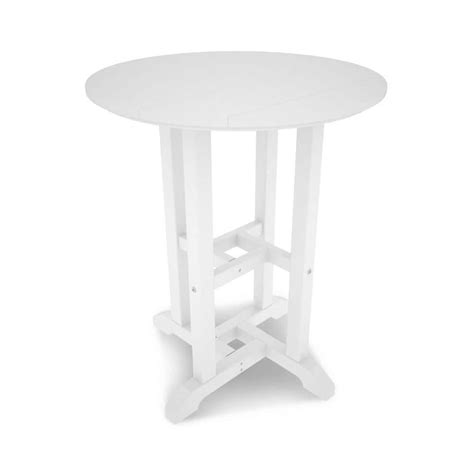 POLYWOOD Traditional White Round Outdoor Patio Dining Table-RT124WH - The Home Depot