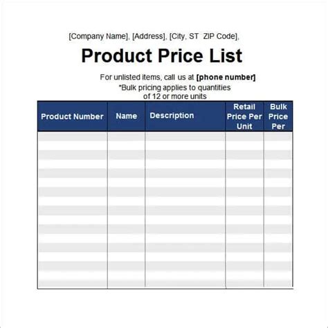 8+ Free Price List Design Templates - Word Excel PDF Formats